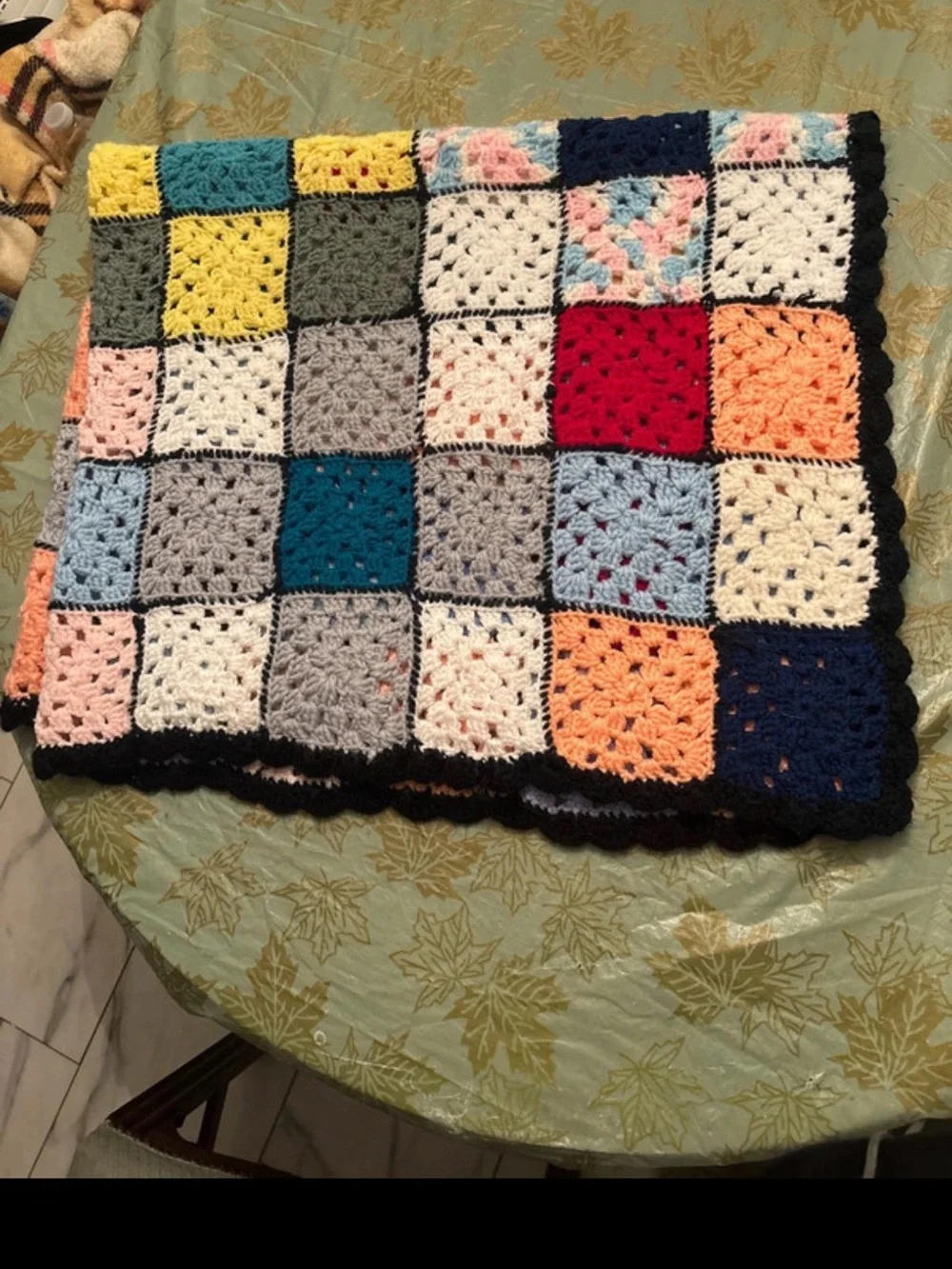 Handmade Multicolor Crochet Granny Square Throw Blanket - No Brand